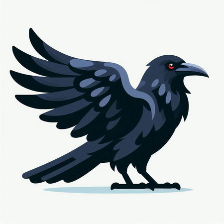 Vector illustration of a crow. Isolated on a white background.のイラスト素材
