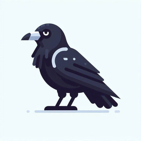 Crow. Vector illustration in flat style. Isolated on white background.のイラスト素材
