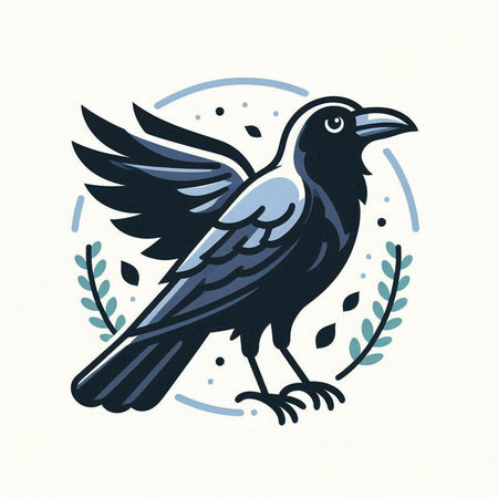 Crow vector illustration. Hand drawn crow with wings. Vector illustration.のイラスト素材