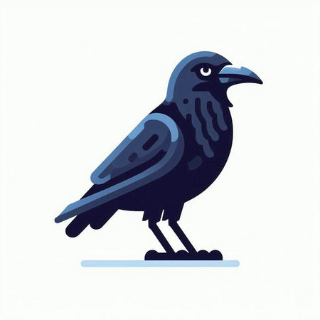 Crow isolated on white background. Vector illustration in flat style.のイラスト素材