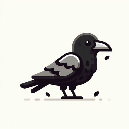 Crow. Vector illustration. Isolated on a white background.のイラスト素材