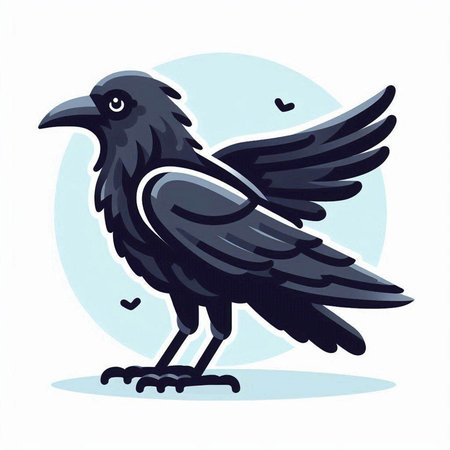 Crow on a white background. Vector illustration. Eps 10.のイラスト素材