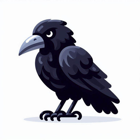 Crow on a white background. Vector illustration in cartoon style.のイラスト素材