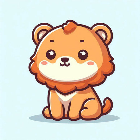 Cute cartoon lion isolated on blue background. Vector illustration for your designのイラスト素材