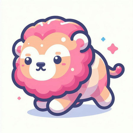 Cute cartoon lion. Vector illustration isolated on a white background.のイラスト素材