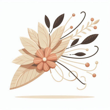 Beautiful floral bouquet with flowers and leaves. Vector illustration.のイラスト素材