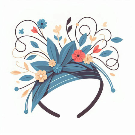 Vector illustration of headdress with flowers and leaves in vintage style.のイラスト素材