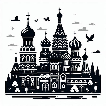 Church of the Intercession of the Blessed Virgin Mary in Moscow, Russiaのイラスト素材
