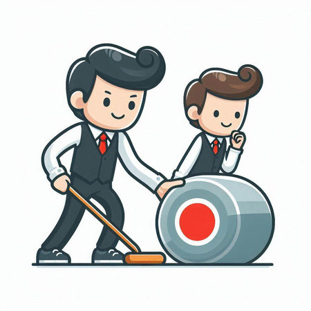 Businessman cleaning with vacuum cleaner. Vector illustration in cartoon style.のイラスト素材