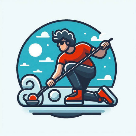 Man riding a rowing boat. Vector illustration in cartoon style.のイラスト素材