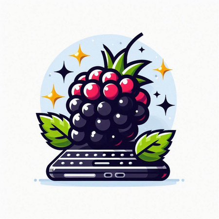 Blackberry on a laptop. Vector illustration of a blackberry.のイラスト素材