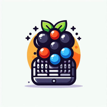Grapes and laptop icon. Vector illustration in flat style.のイラスト素材