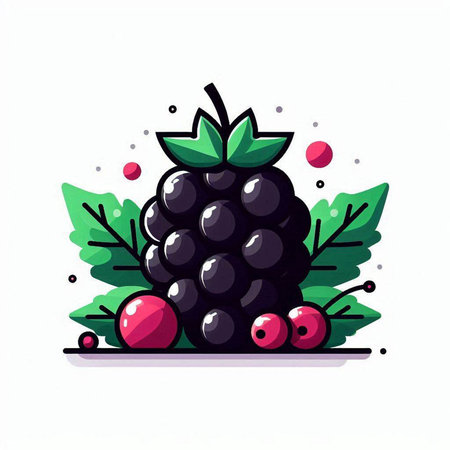 Blackberry vector illustration. Isolated berry on white background.のイラスト素材