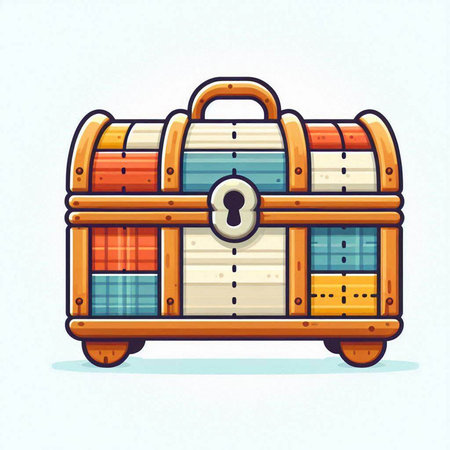 Wooden chest with keyhole on white background. Vector illustration.のイラスト素材