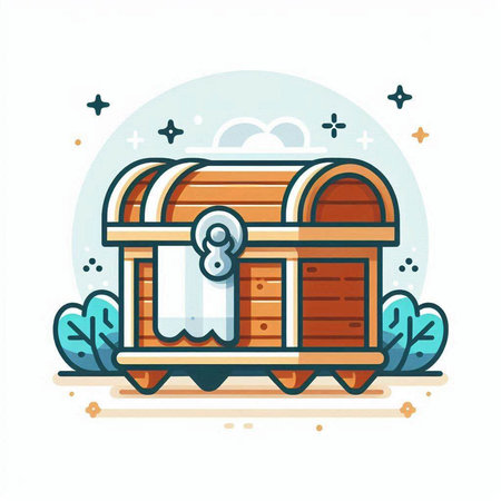 Treasure chest icon. Vector illustration of a treasure chest on white background.のイラスト素材