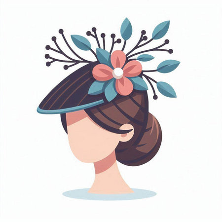 Beautiful woman with flower wreath on head. Vector illustration.のイラスト素材