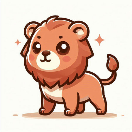 Cute cartoon lion. Vector illustration isolated on a white background.のイラスト素材