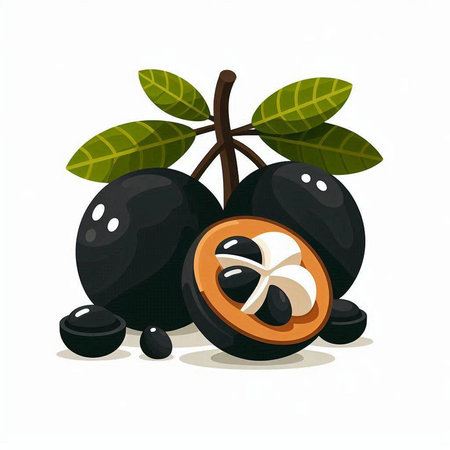 Fresh sapodilla fruit isolated on white background. Vector illustration.のイラスト素材