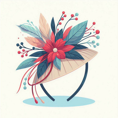 Vector illustration of a Poinsettia flower in a hat.のイラスト素材