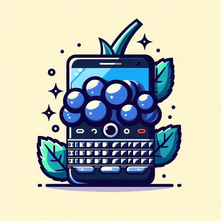 Smartphone with grapes and leaves. Vector illustration in cartoon style.のイラスト素材