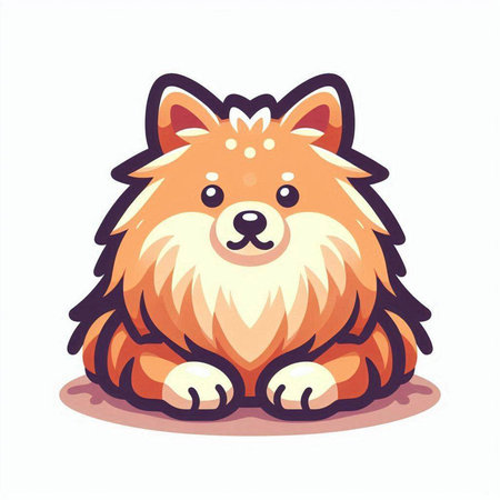 Cute cartoon pomeranian dog isolated on white background. Vector illustration.のイラスト素材