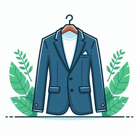 Men's suit on a hanger on a white background. Vector illustrationのイラスト素材