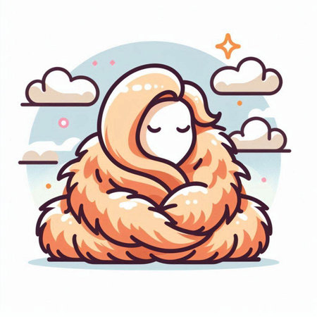 Cute little girl in a sheepskin coat. Vector illustration.のイラスト素材