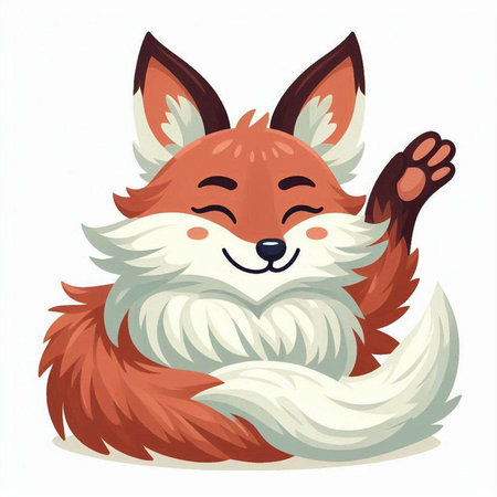 Cute cartoon fox. Vector illustration isolated on a white background.のイラスト素材