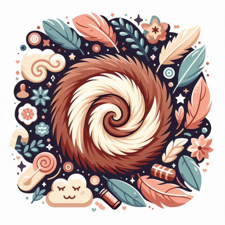 Colorful vector illustration of dreamcatcher with feathers and flowers.のイラスト素材