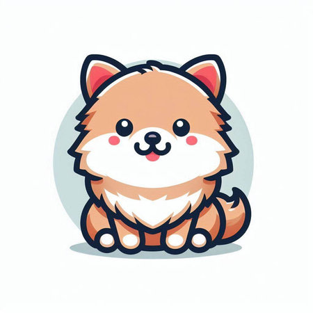 Cute cartoon dog sitting on a white background. Vector illustration.のイラスト素材