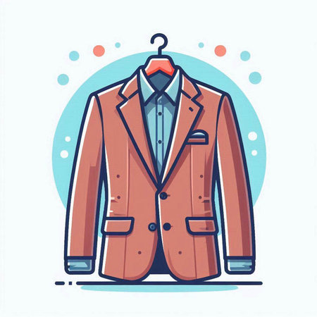 Men's suit on a hanger. Vector illustration in flat styleのイラスト素材