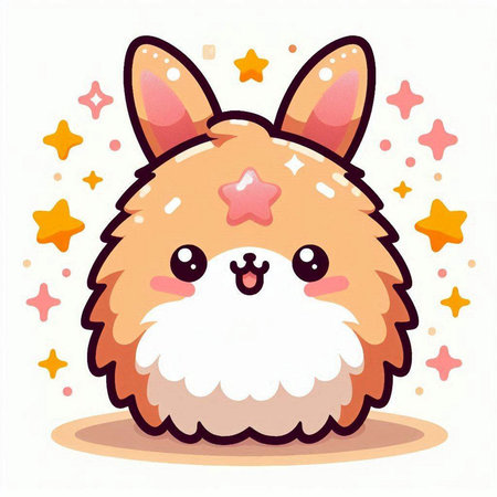 Cute rabbit with stars on a white background. Vector illustration.のイラスト素材