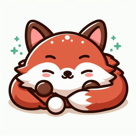 Cute cartoon fox sleeping on a white background. Vector illustration.のイラスト素材
