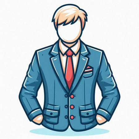 Vector illustration of a young man in a business suit and tie.のイラスト素材