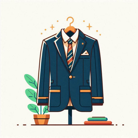 Vector illustration of a man's suit on a hanger with clothespinsのイラスト素材