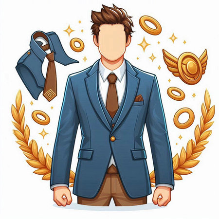 Businessman in a suit with a belt on his belt. Vector illustration.のイラスト素材