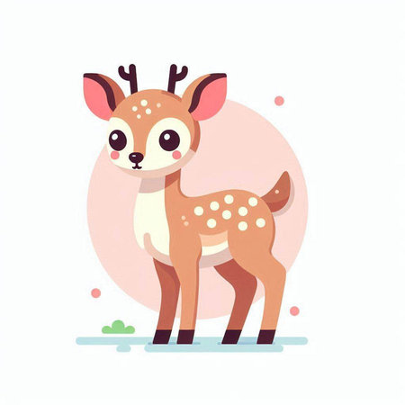 Cute deer cartoon character. Vector illustration in flat cartoon style.のイラスト素材
