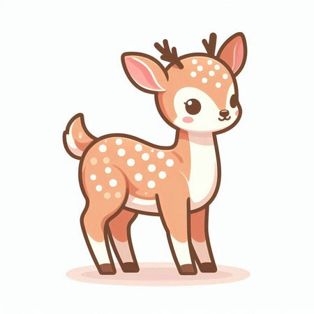 Cute little deer isolated on white background. Vector illustration in cartoon style.のイラスト素材