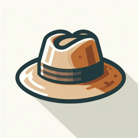 Cowboy hat icon in flat style with long shadow. Vector illustration.のイラスト素材