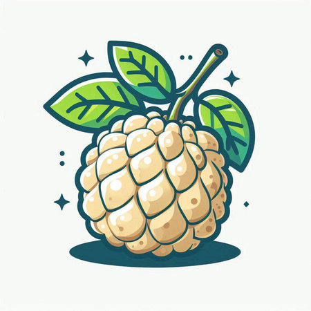 Custard apple fruit, vector illustration. Hand drawn sketch style.のイラスト素材