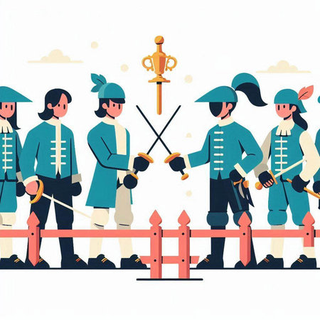 Medieval people in armor. Vector illustration in flat cartoon style.のイラスト素材