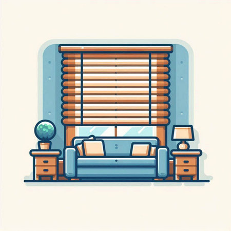 Living room interior with furniture and window. Vector illustration in flat styleのイラスト素材