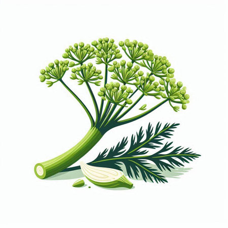 Illustration of fresh dill isolated on white background. Vector illustration.のイラスト素材