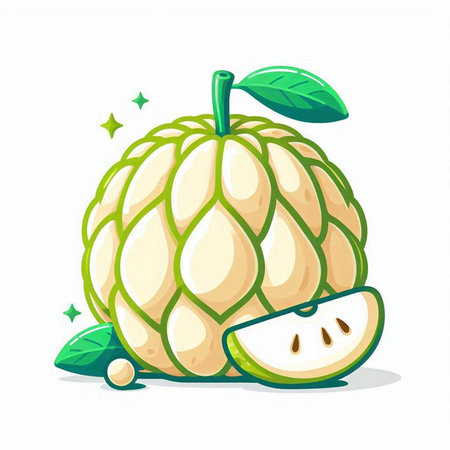 Custard apple isolated on a white background. Vector illustration.のイラスト素材