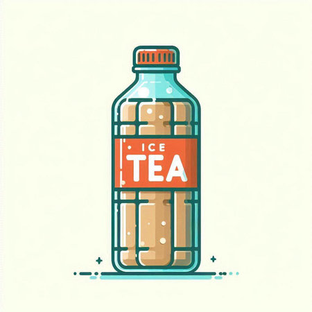 Bottle of water with the inscription tea. Vector flat illustration.のイラスト素材