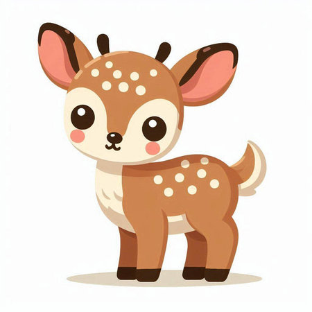 Cute little deer isolated on white background. Vector cartoon illustration.のイラスト素材