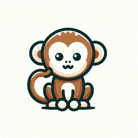 Cute cartoon monkey isolated on a white background. Vector illustration.のイラスト素材