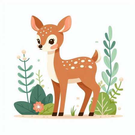 Cute little fawn. Vector illustration in flat cartoon style.のイラスト素材