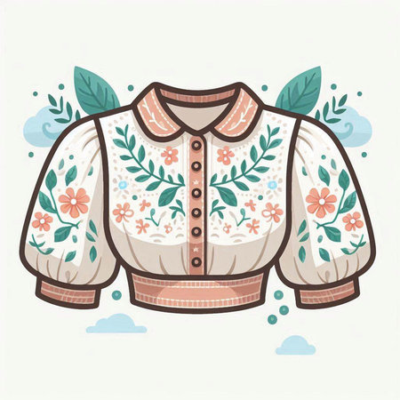 Illustration of a man's shirt with floral ornament. Vector illustration.のイラスト素材