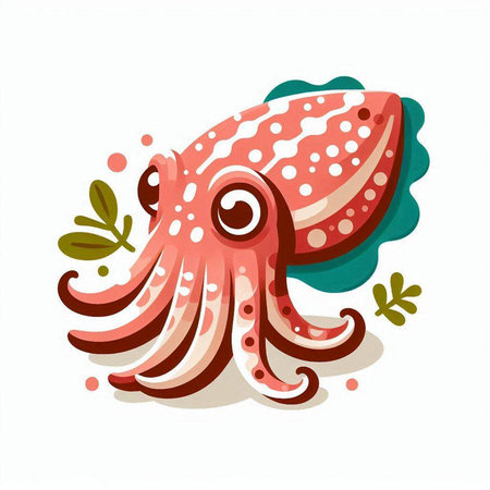 Octopus isolated on white background. Vector illustration in cartoon style.のイラスト素材